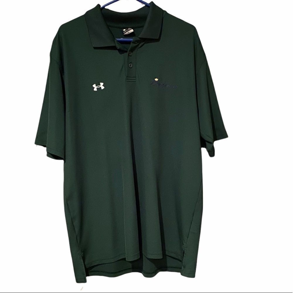 Under Armour Budweiser Polo Shirt Sz Large Green